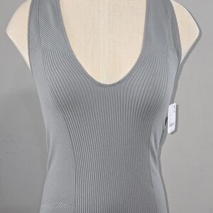Free People Gray Ribbed Tank Top